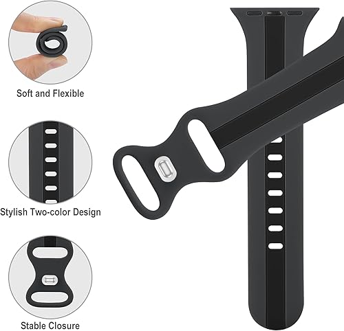 Miniatura 2 de Correa deportiva de diseñador compatible con Apple Watch, correas para iWatch de 42 mm, 44 mm y 45 mm para hombre y mujer, correas de silicona suave