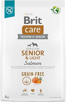 Brit Care Senior & Light, For Older Dogs with Weight Control and Skin-Feather Sensitivity, Grain-Free, Salmon Dried Food, 3 kg