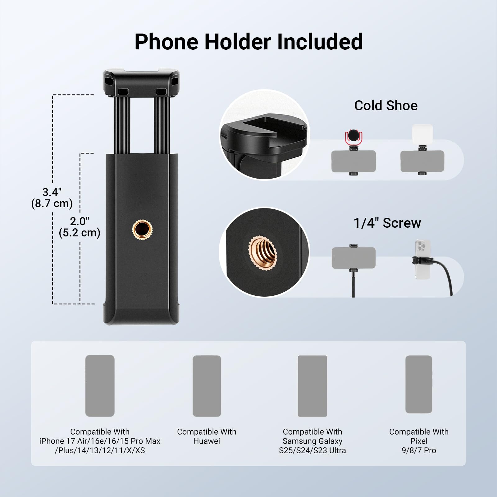 NEEWER BASICS ST014 Statyw do telefonu z elastycznym ramieniem i odwracalnymi nogami, aluminiowy stół biurowy, stolik nocny, klips do smartfona, uchwyt zaciskowy, kompatybilny z iPhone'em, Samsung