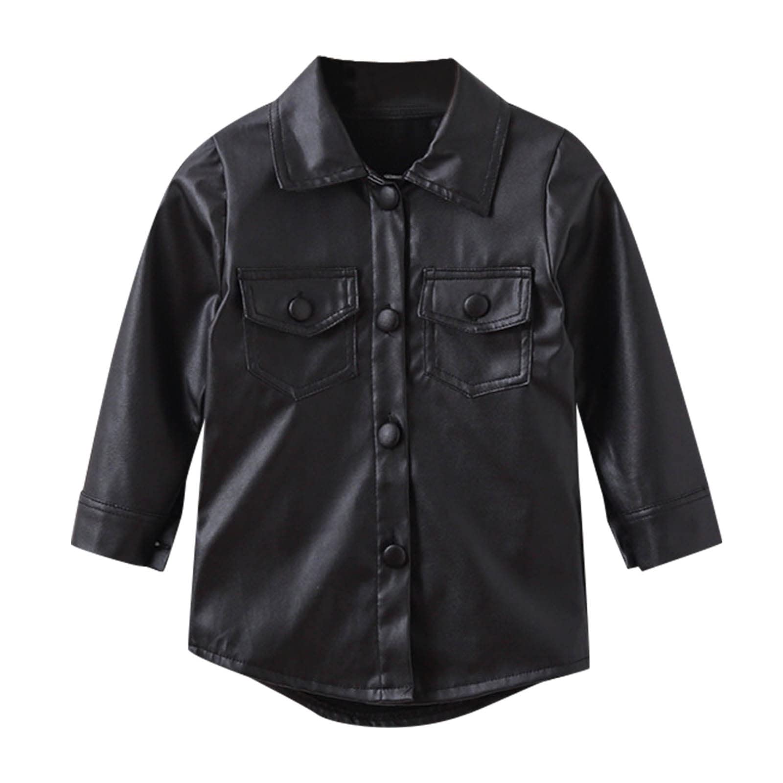 OverDose Boutique Toddler Kids Infant Girls Patchwork Long Sleeve PU Leather Jacket Winter Coats Outer Outfits Clothes Cat N Coat