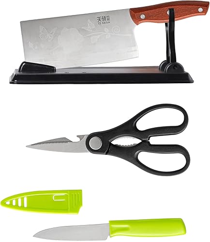 TJ POP Meat Cleaver Knife 7.4 Inch, Ultra Sharp Chinese Chef Knife, Full-tang Chopping Knife, High Carbon Stainless Steel Vegetable Knife with