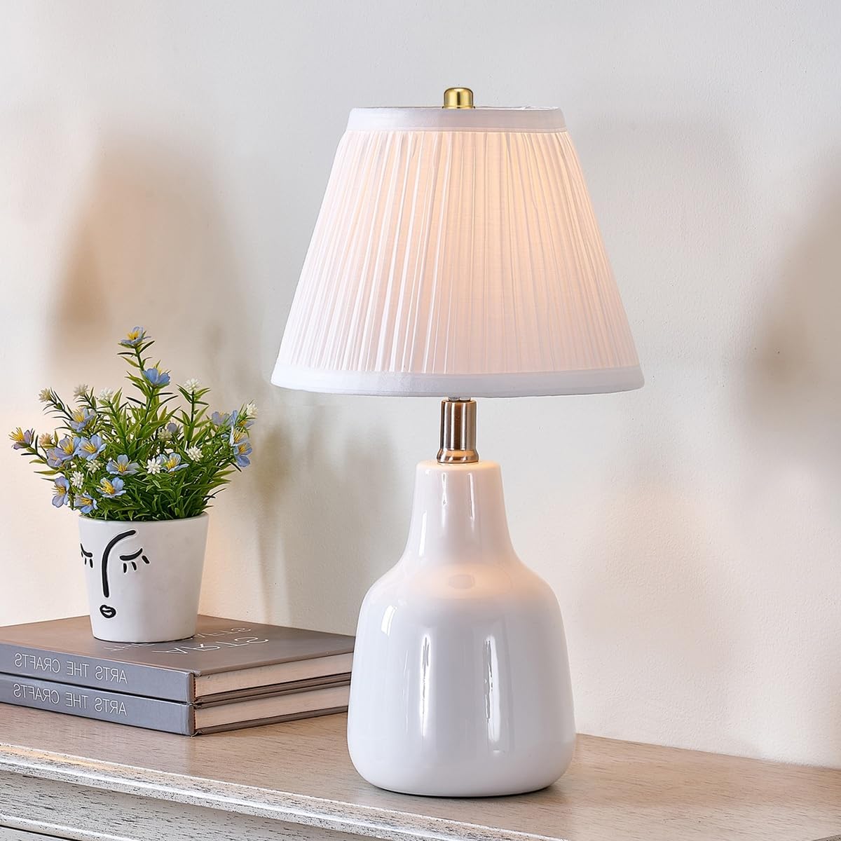 Small Lamp Shade, White Pleated Lamp Shades for Table Lamps, 5" Top x 9" Bottom x 7" Slant Height, Small Lampshades Replacement for Floor Lamps, Wall Sconce(Spider Fitter), Fabric Lampshade (1 Pack)