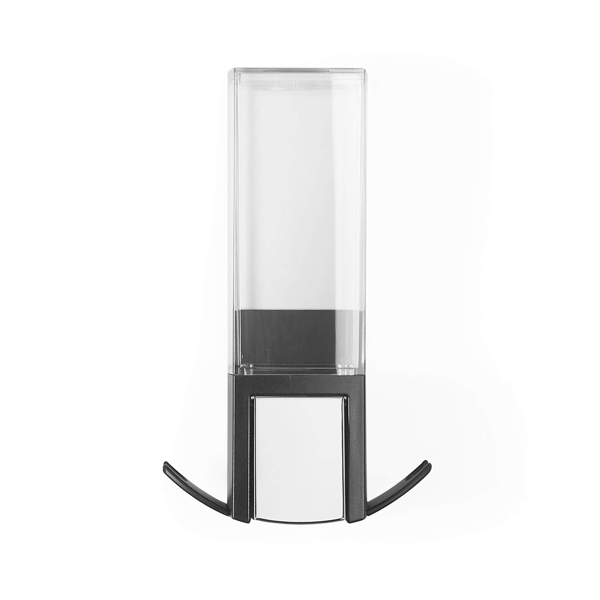 Compactor Pojedynczy dozownik pompy mydła, bez wiercenia, pojemność 500 ml z 2 haczykami do przechowywania, 12,1 x 12,1 x 20,6 cm, trwały ABS, czarny/chrom