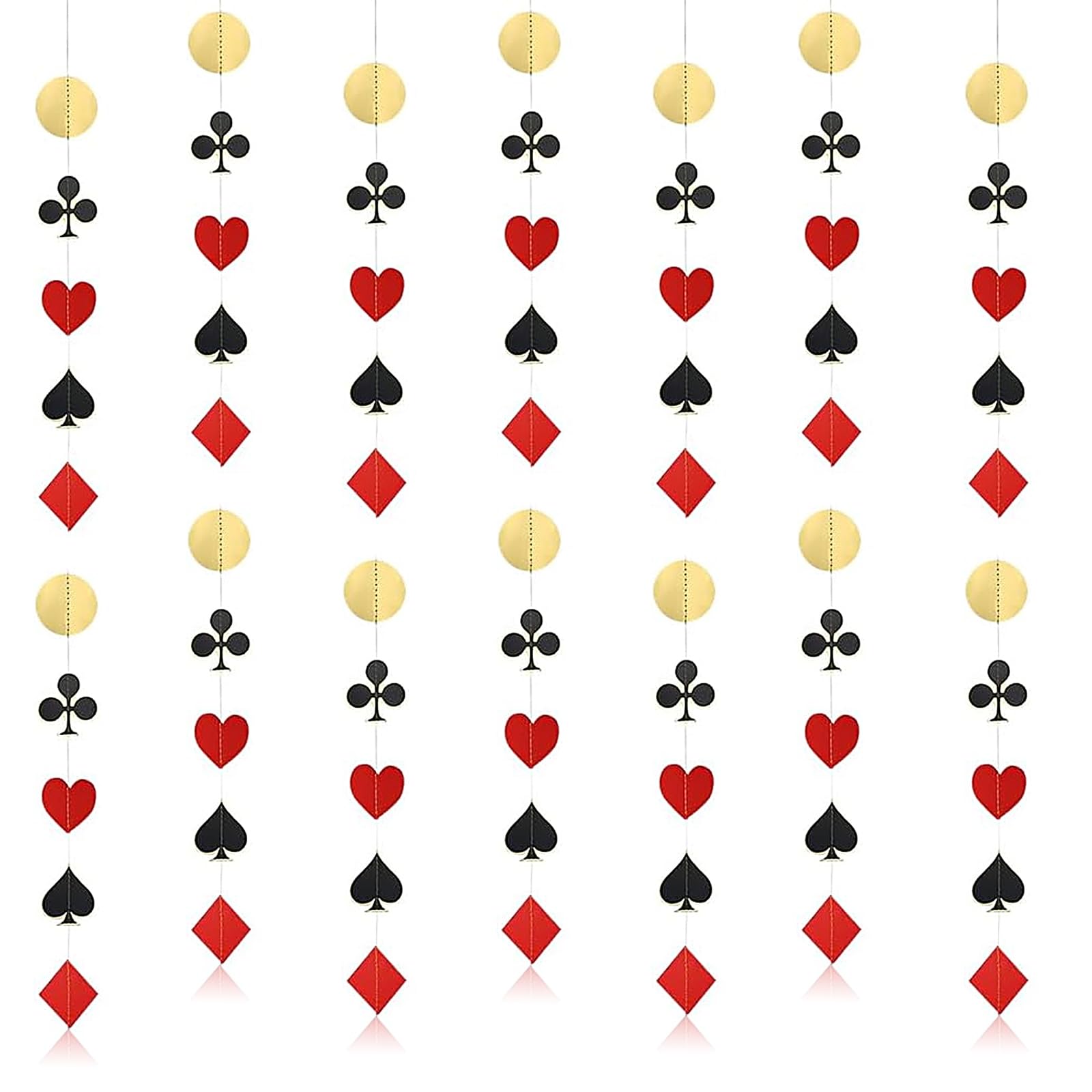 Ovanda Casino Decoration, Poker String Decorations, 5 m Red, Black and Gold Casino Decoration, Paper Las Vegas Night Party, Birthday Decorations, Suitable for Casino Decoration Party, Birthday Party