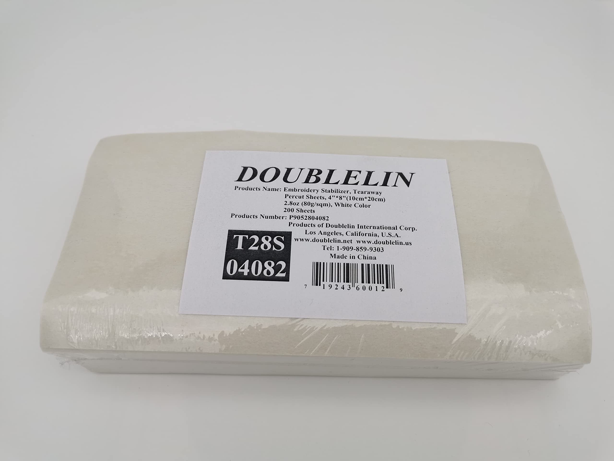 DOUBLELIN Embroidery Stabilizer, Embroidery Backing Paper(Tearaway 2.8oz White, 4"x8" 200 Sheets)