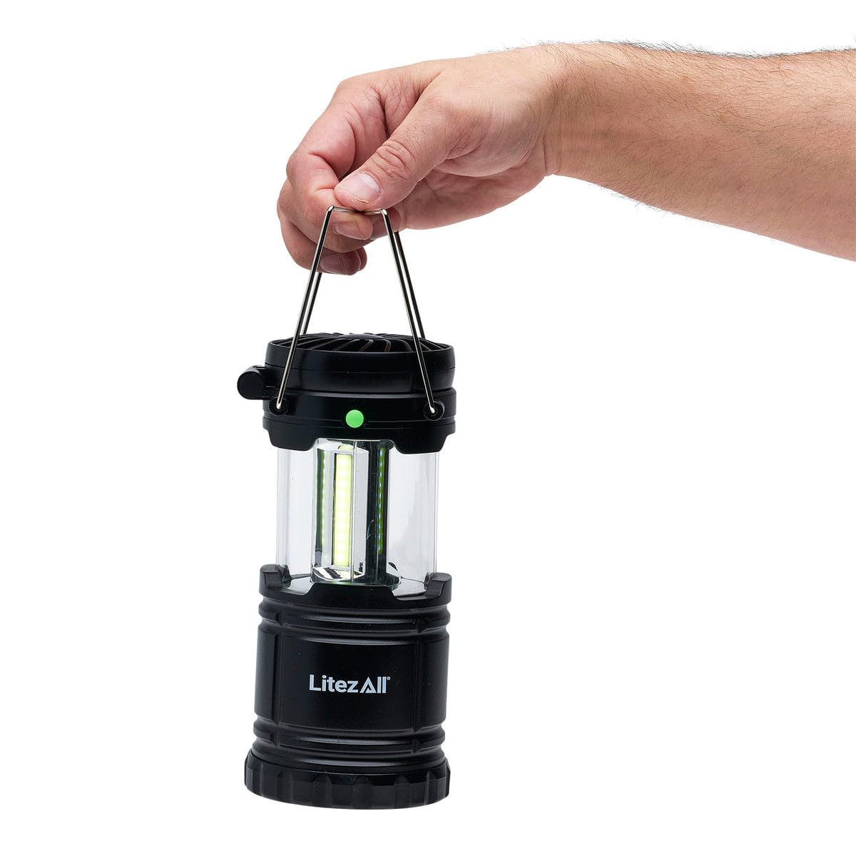 Photo 1 of **Parts Only**LitezAll Rechargeable Pull-Up Lantern with Built-In Fan and Power Bank, 700 Lumen LED Camping Lantern with USB Charging, Weather-Resistant Tent Light for Outdoors, Power Outages & Emergencies