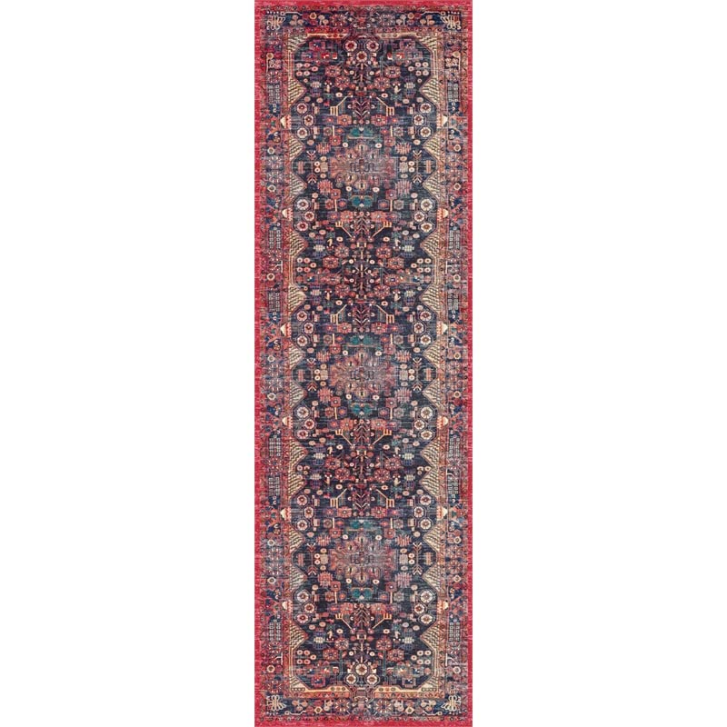 Nourison Fulton Vintage Red 2'3" x 7'6" Area Rug, Easy-Cleaning, Non Shedding, Bed Room, Living Room, Dining Room, Kitchen (2x8)