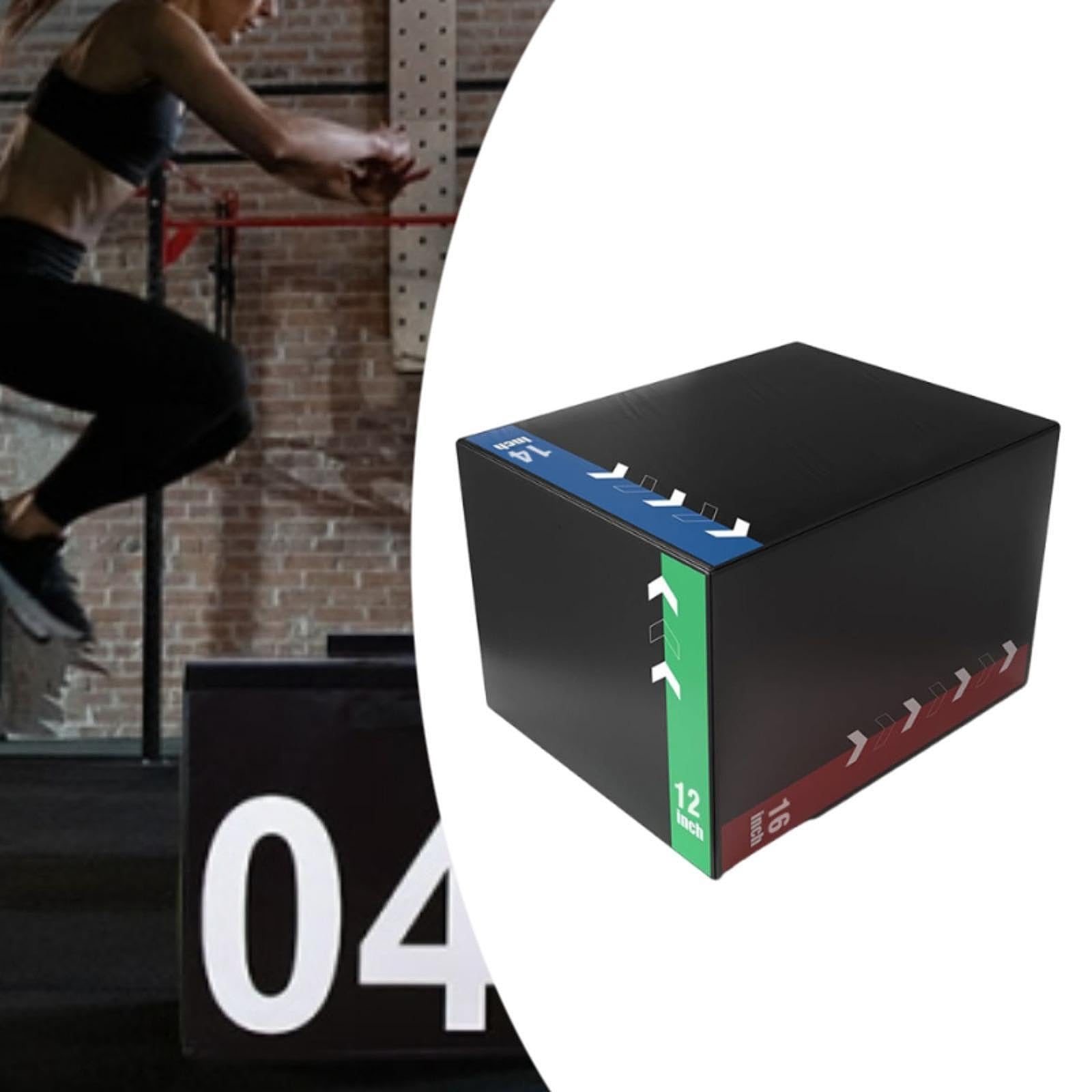Caja pliométrica 3 en 1 para Saltos, de Entrenamiento de Fuerza y ​​Agilidad de 30x35x40 cm para Gimnasio en casa.