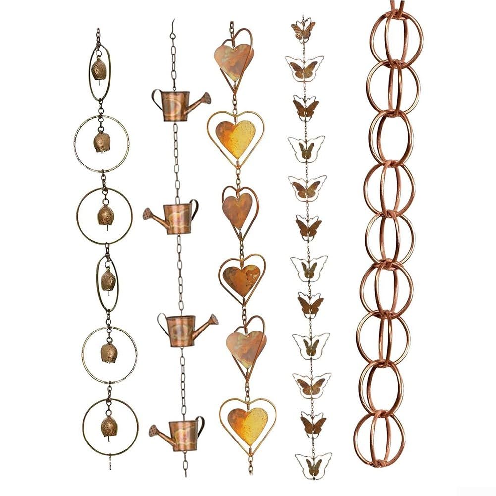 Catene Pluviali per Grondaie, Lunghezza 1m Catena Pluviale di Rame Lotus Catena Pluviale Decorativa Cattura Pioggia Sostitutiva Gocciolatoio per Grondaie, Drenaggio Gronda (per ANELLO)