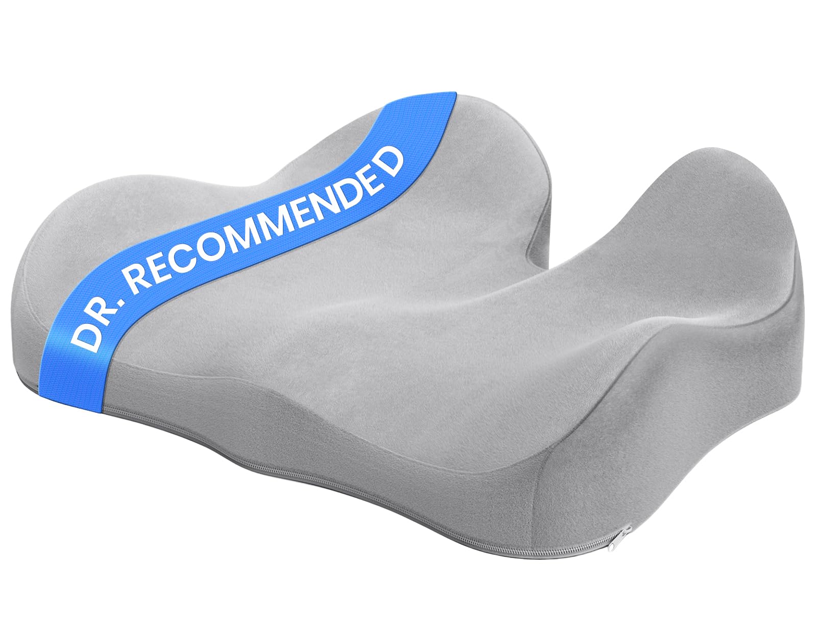 Coussin coccyx ergonomique en mousse à mémoire de forme gris pour bureau et voiture