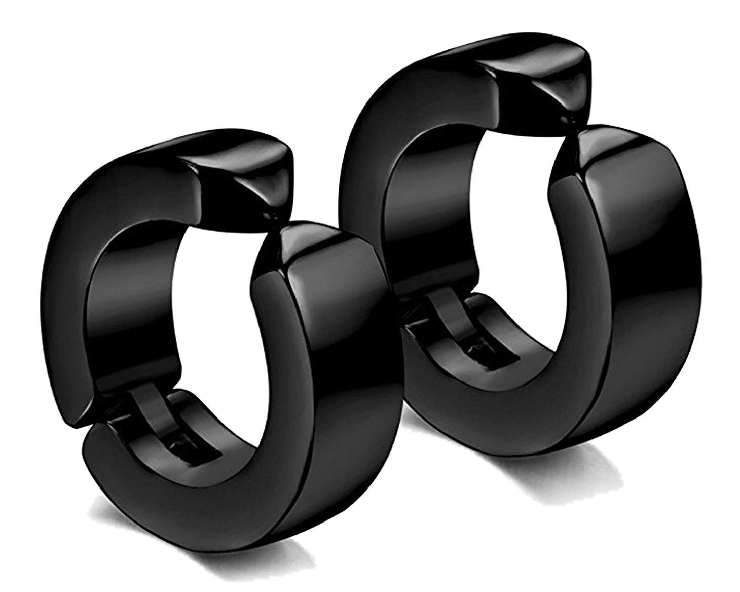 Jewellery Non Piercing Black Stud Earrings for Men Boys/Boyfriend/Mens - BALI-138