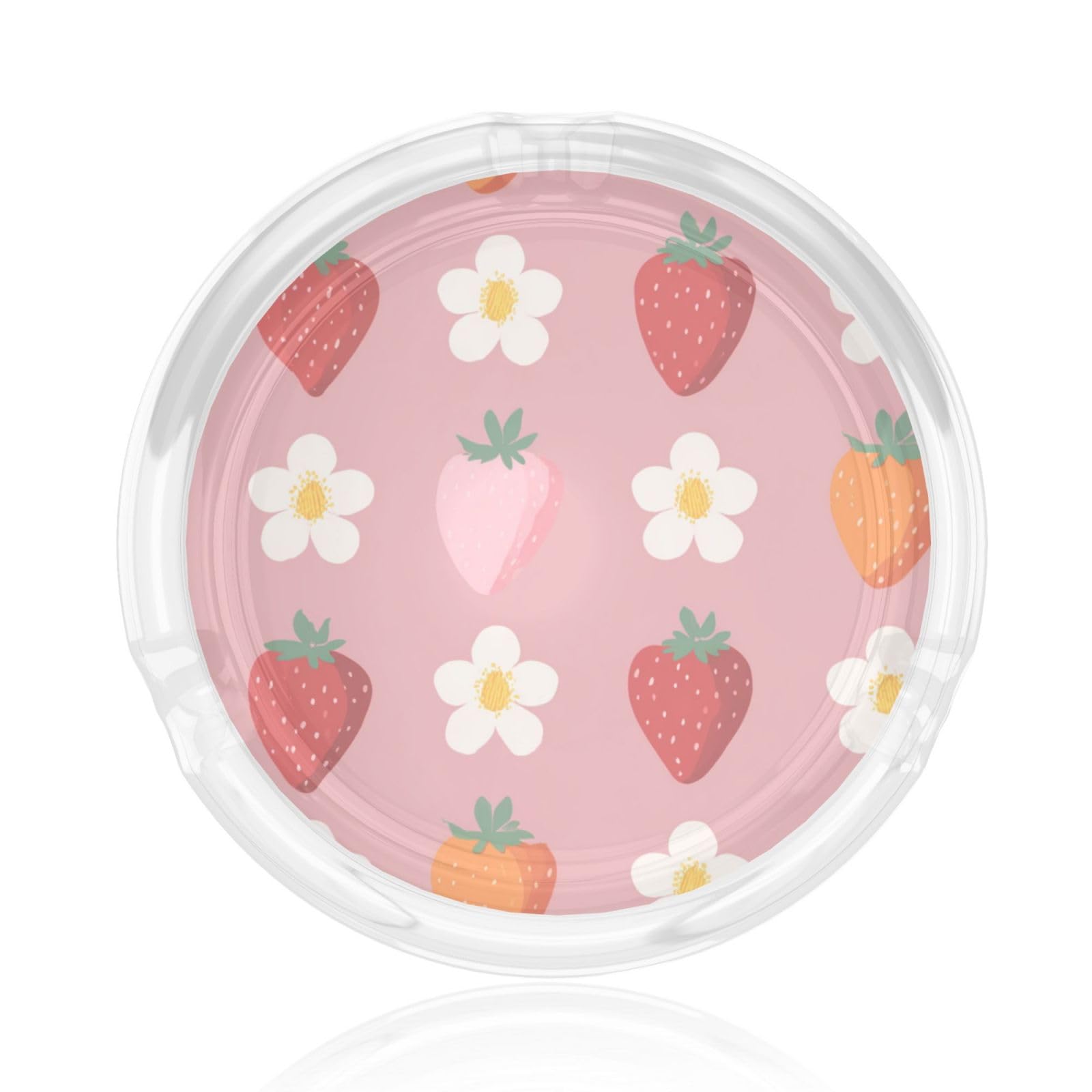 Rows Of Strawberries And White Flowers Glass Ashtray For Cigarettes Ash Trays Case For Home Office Decor