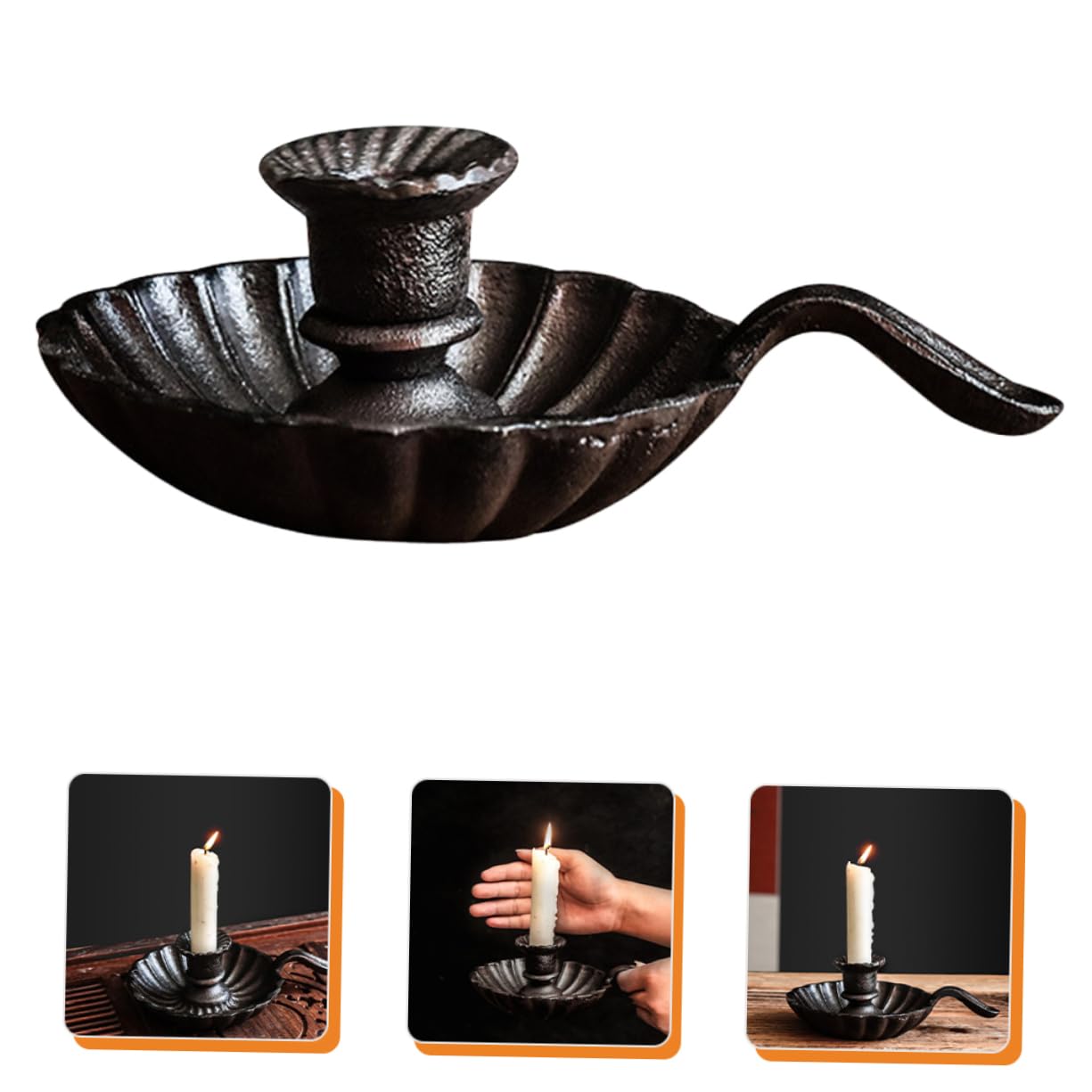 Candelabro de Hierro Negro Estilo Vintage, Soporte Individual