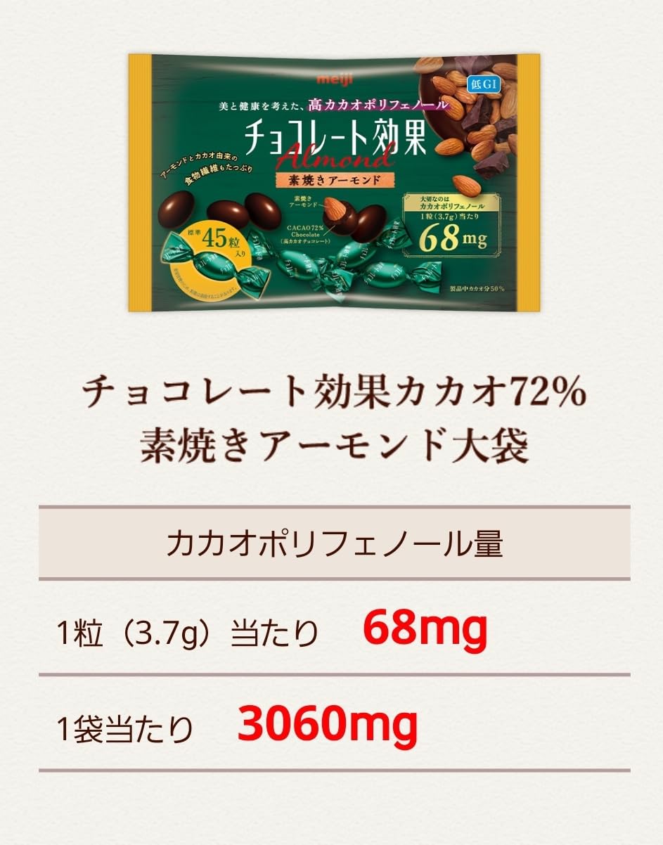 Amazon | Meiji チョコレート効果72％高カカオポリフェノール (45枚