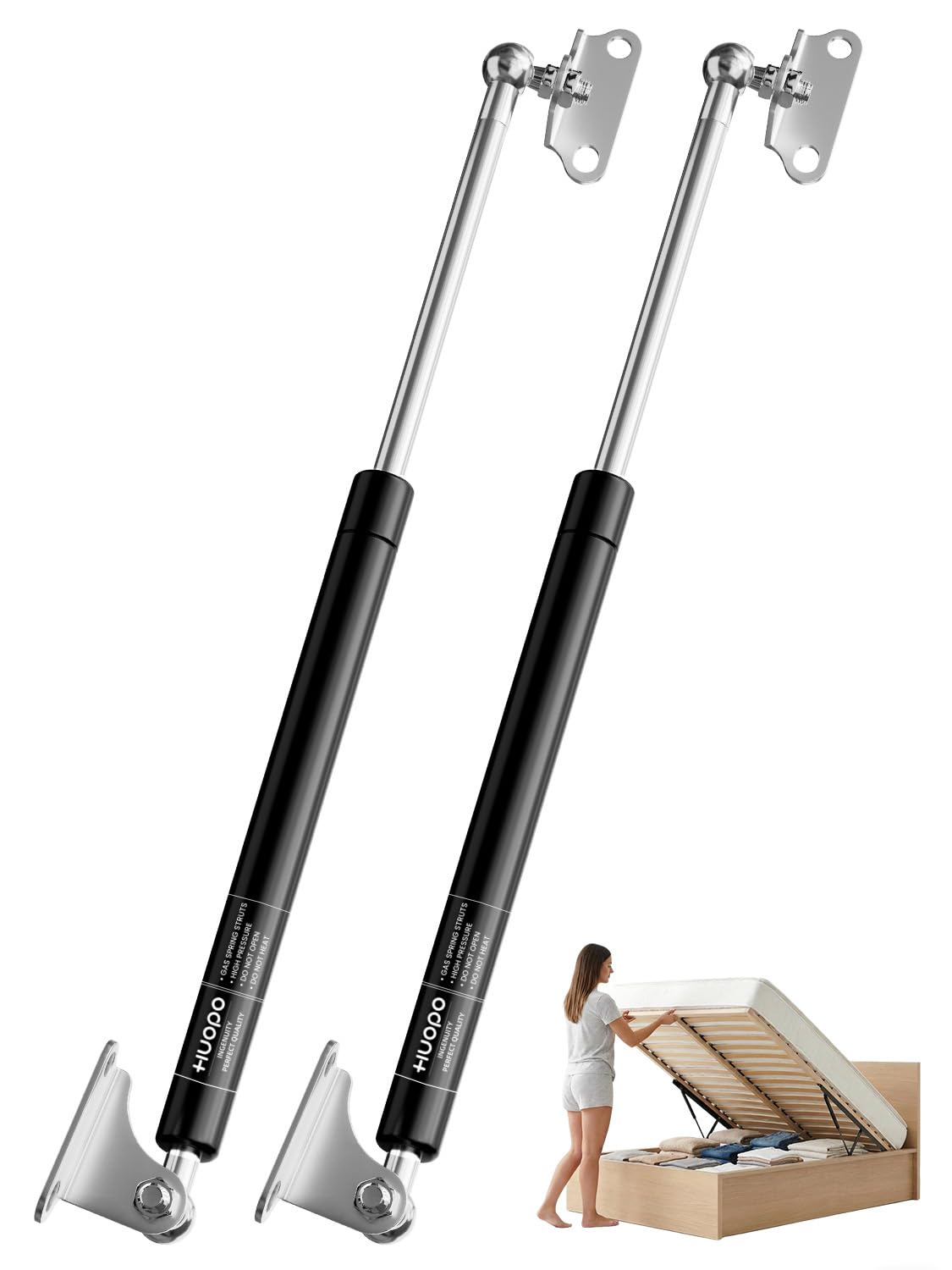 HUOPO 23 inch 55lb/245N Gas Strut Shock Spring Lift Support for RV Bed Storage Heavy Duty Lid Basement Door Boat Hatch, Set of 2 pcs with Mounting Brackets