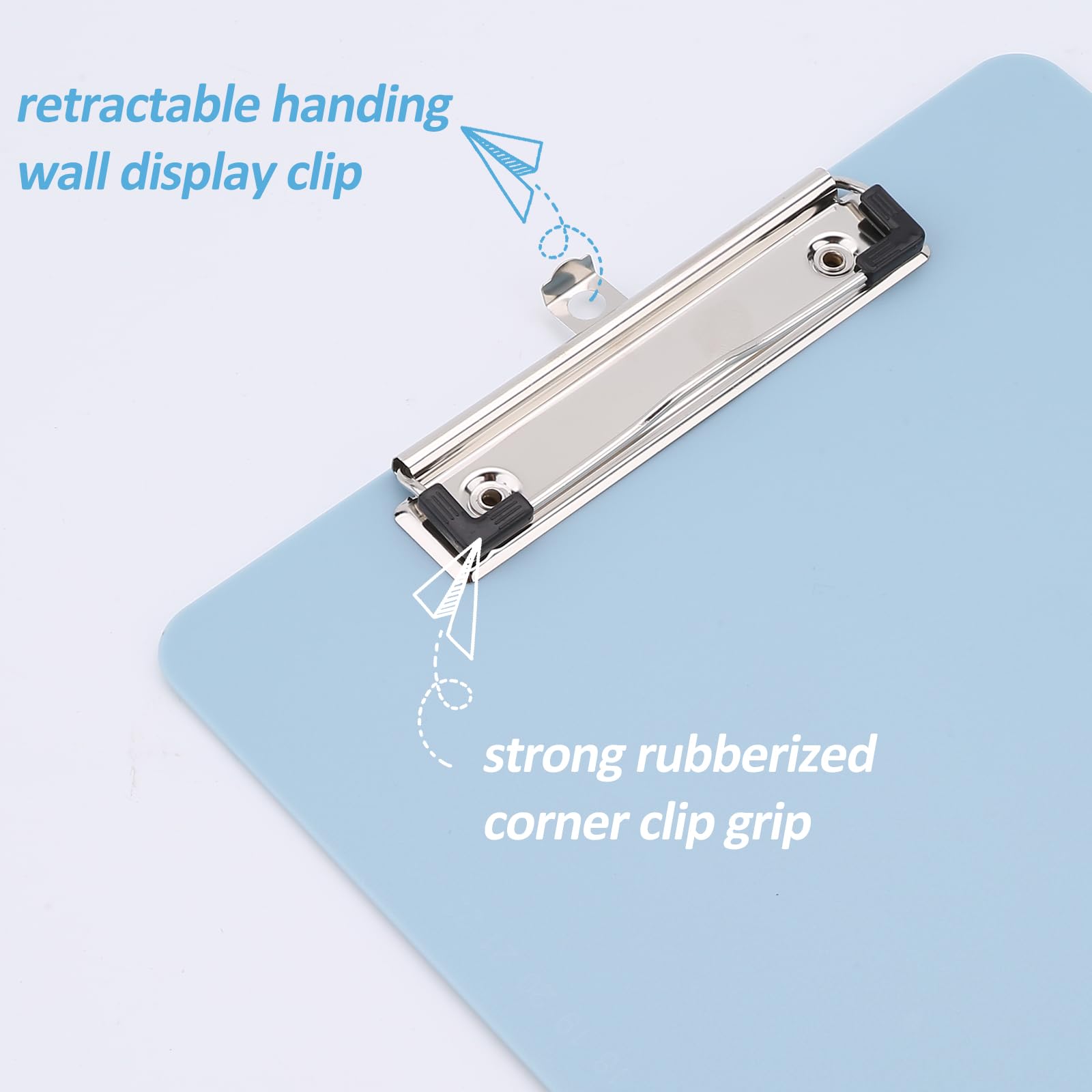 Lot de 16 planchettes à pince en plastique avec clip à profil bas, porte-bloc à suspendre en vrac, peut contenir 100 feuilles, porte-bloc A4 standard pour enseignants, étudiants, école