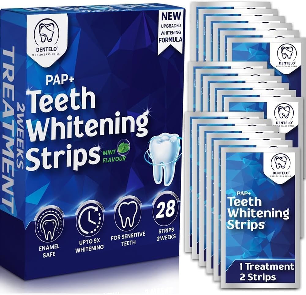 Professional Teeth Whitening Strips,28 Non-Sensitive, Safe for Enamel, Anti Slip, Dentist Formulated Teeth Whitener Strips, Adavance Pap Whitening Stripes