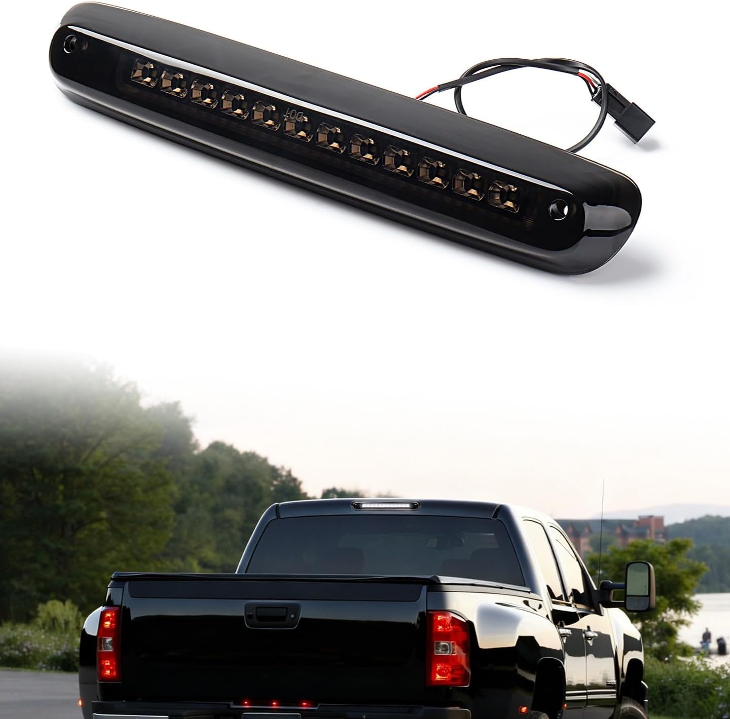 Astra Depot LED Third Brake Light GM25890530, Smoke Lens, Red/White Rear Cargo Lamp Compatible for Chevrolet Chevy Silverado/GMC Sierra | 2007–2013 1500 1500HD 2007–2014 2500 2500HD 3500 3500HD
