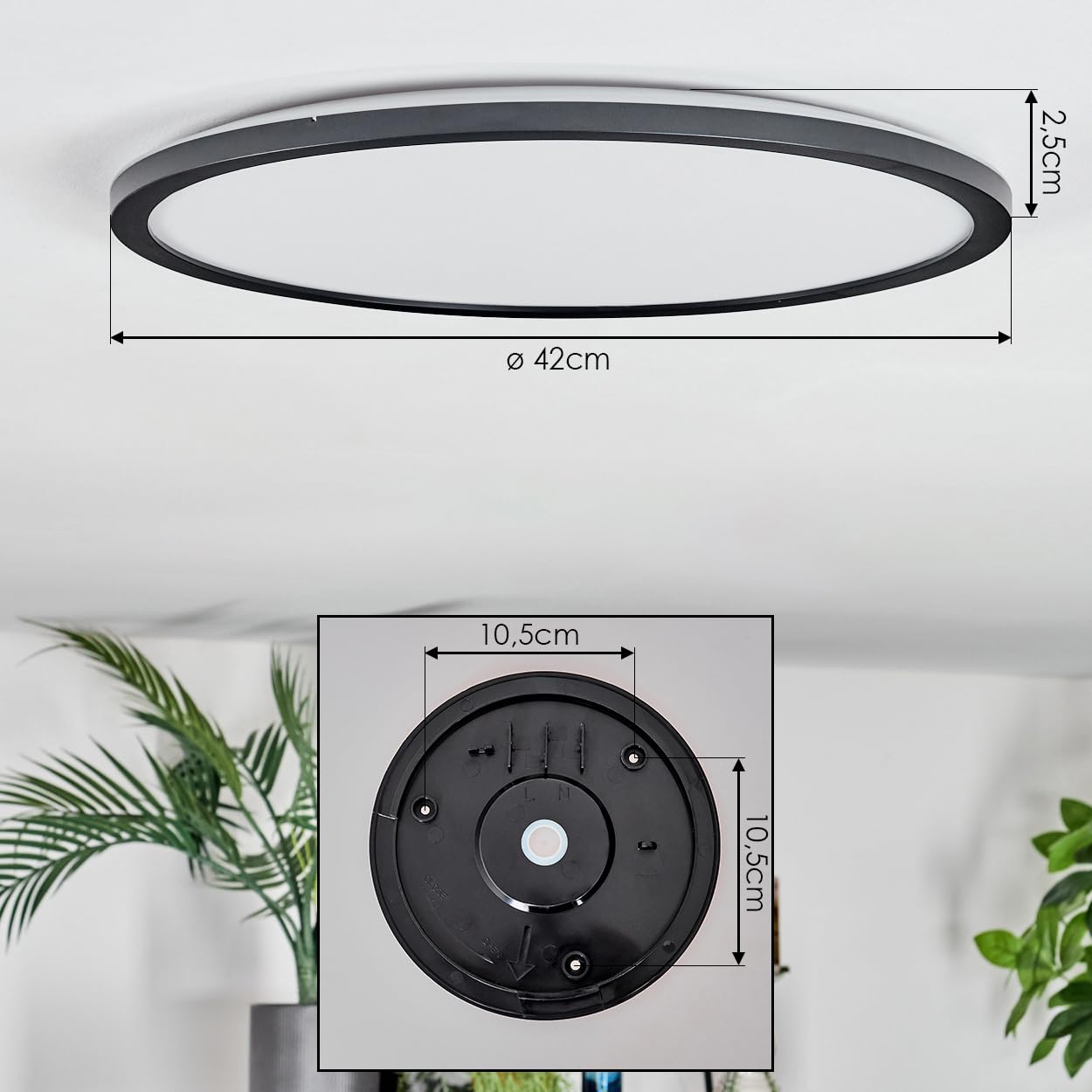 HOFSTEIN LED Deckenpanel Zuren, dimmbare Deckenleuchte aus Metall/Kunststoff in Schwarz/Weiß, RGB Farbwechsler, 24,5 W, 2200 L, 2700-6500 K, CCT, Smart Home/App, Wohnzimmer, Schlafzimmer, Küche