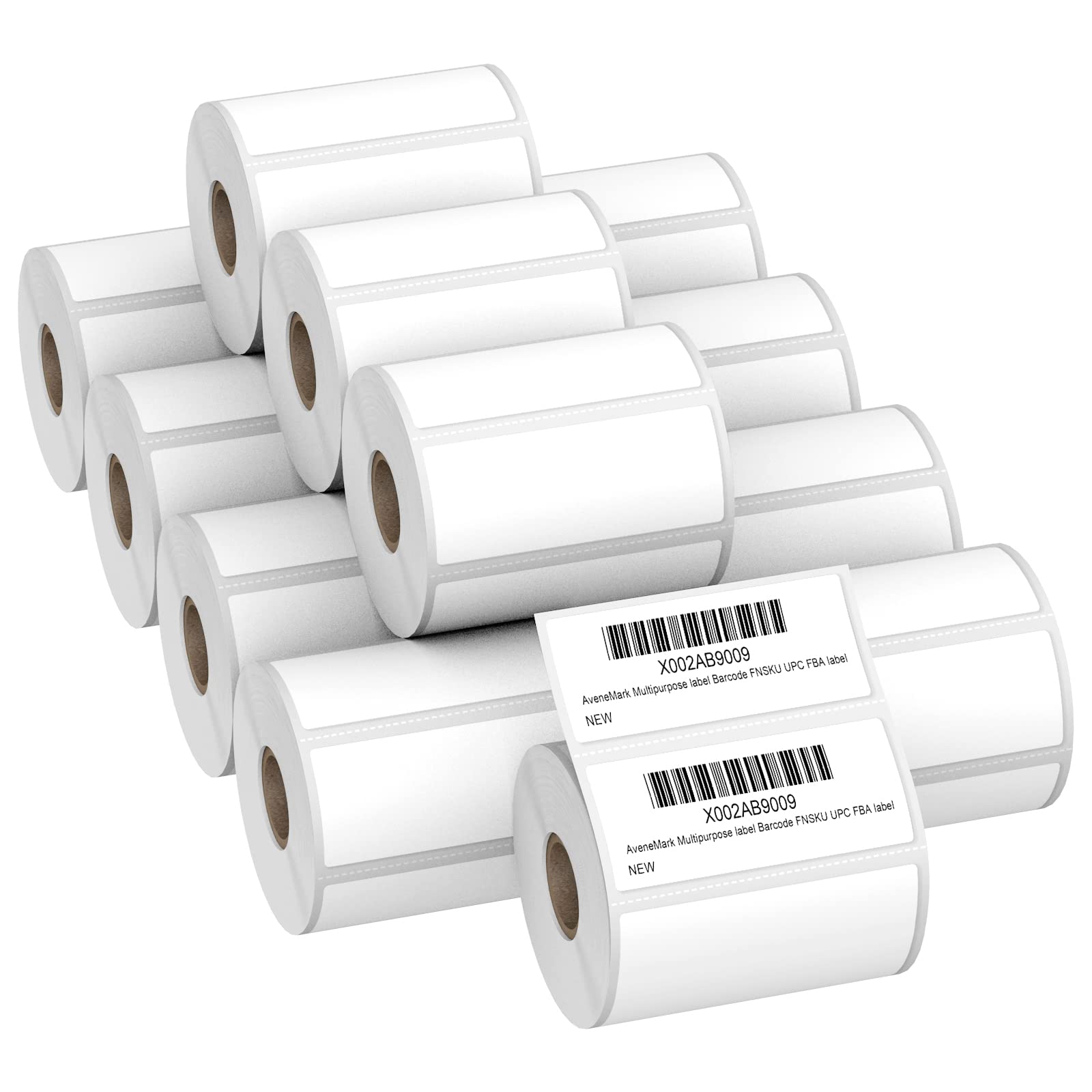 AveneMark 12 Rolls 3" x 1" Direct Thermal Labels for Barcodes Postage Address Shipping Labels Compatible with Rollo & Zebra Desktop Printers Adhesive - 1300Pcs/Roll