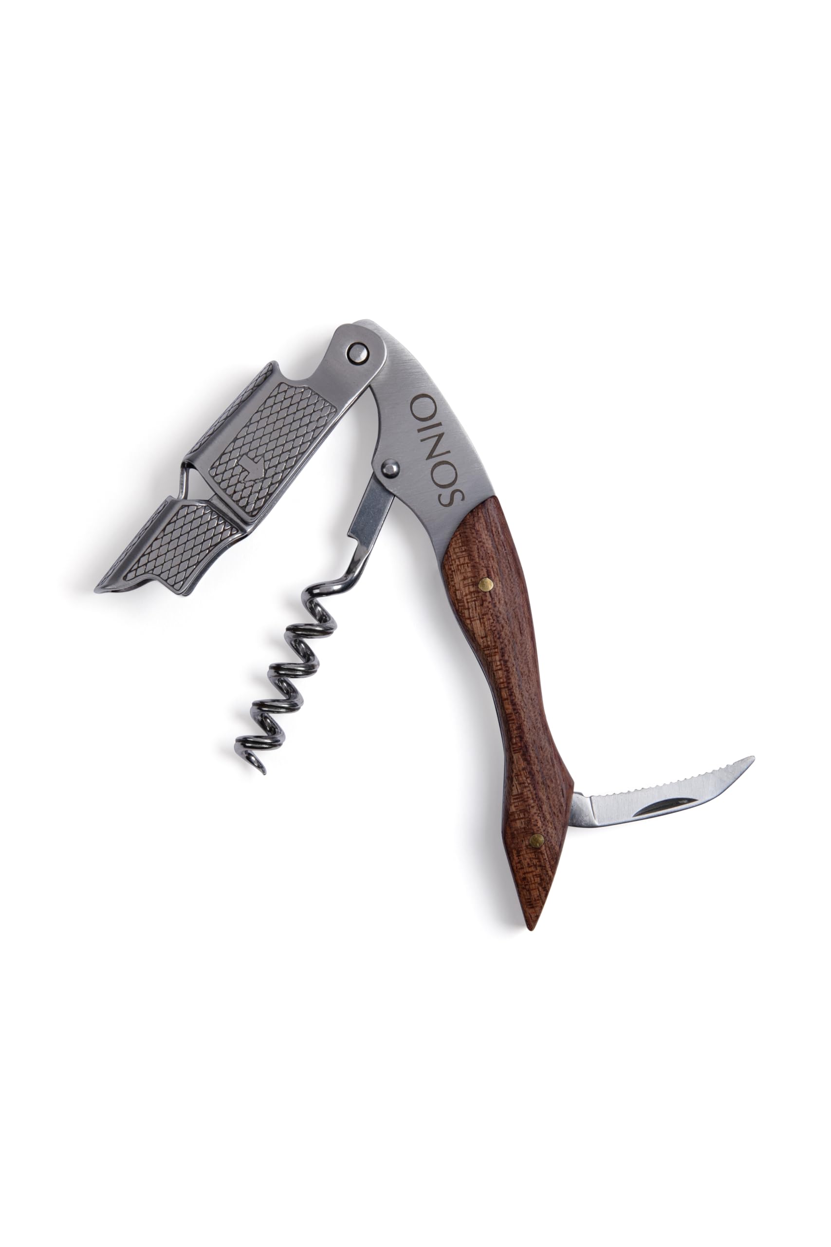 Oinos, A Corkscrew. Professional 'Waiters Friend' Wine Opener, Stainless Steel Corkscrew. (Wood)
