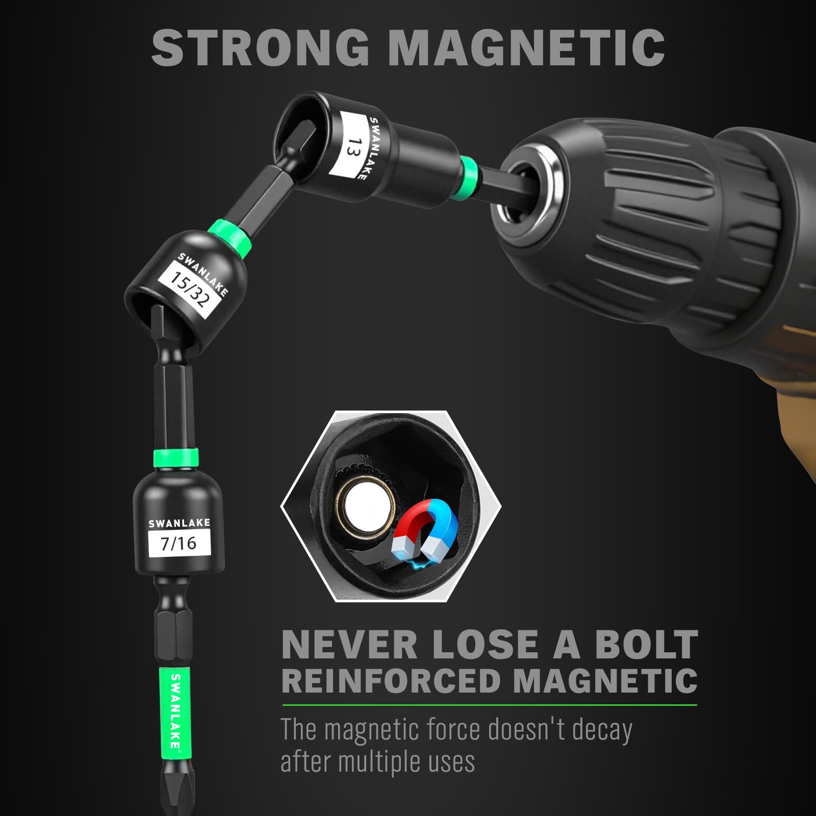 Set di 74 cacciaviti magnetici per trapano a percussione metrico e SAE, adattatore per bussole a percussione, punte elettriche con supporto magnetico, cacciavite ad aletta, presa universale