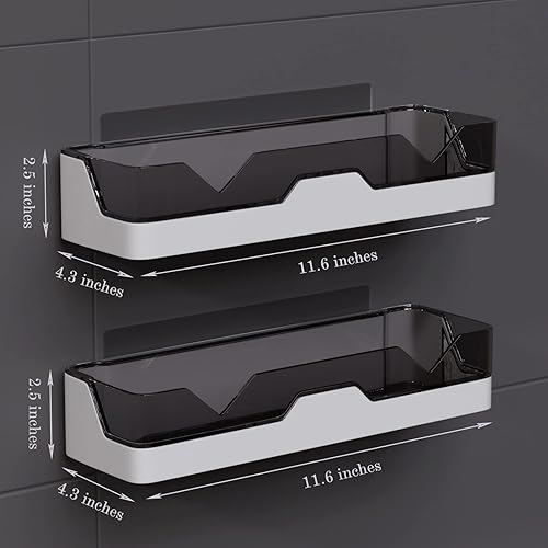 Miniatura 2 de Paquete de 2 estantes de ducha con 2 ganchos de afeitar y 2 unidades de organizador de ducha esquinero