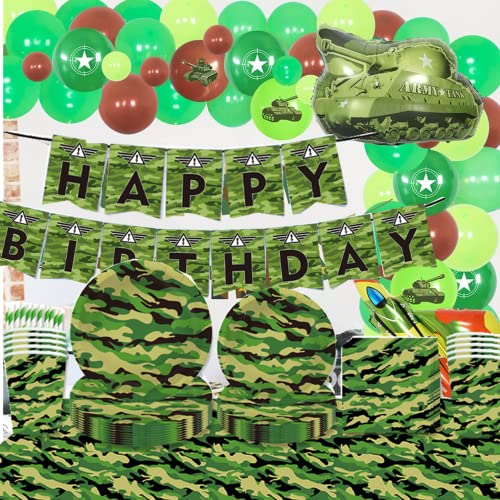 Camouflage Party Supplies Tableware Set Including Camouflage Party Plates Napkins Cups Straws Tablecloth Banner For Camouflage Birthday Baby Shower Party #TOP5