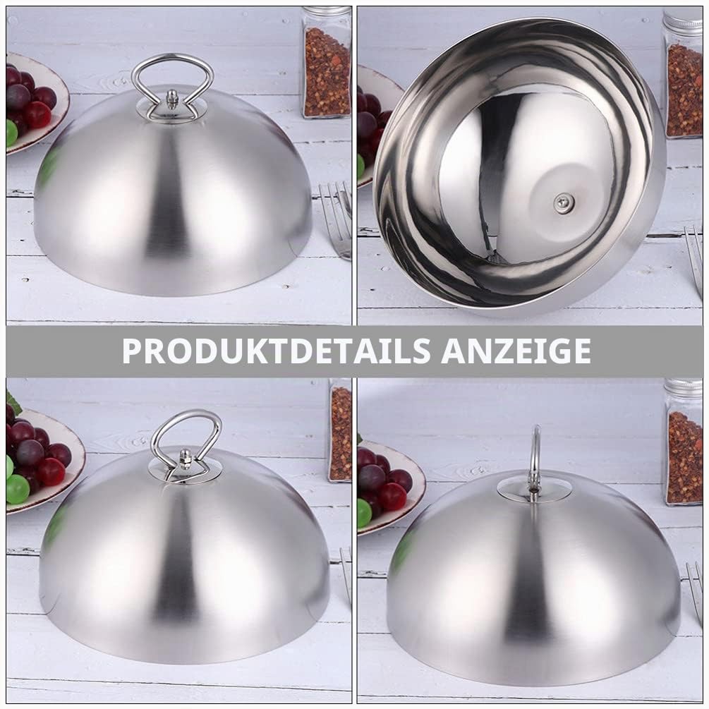 BESTonZON Edelstahl Abdeckhaube Für Lebensmittel 11.81 Zoll Runde Servierhaube Mit Griff Ölbeständige Steakabdeckung Schutz Vor Fliegen Und Spritzern Für Küche Und Grill