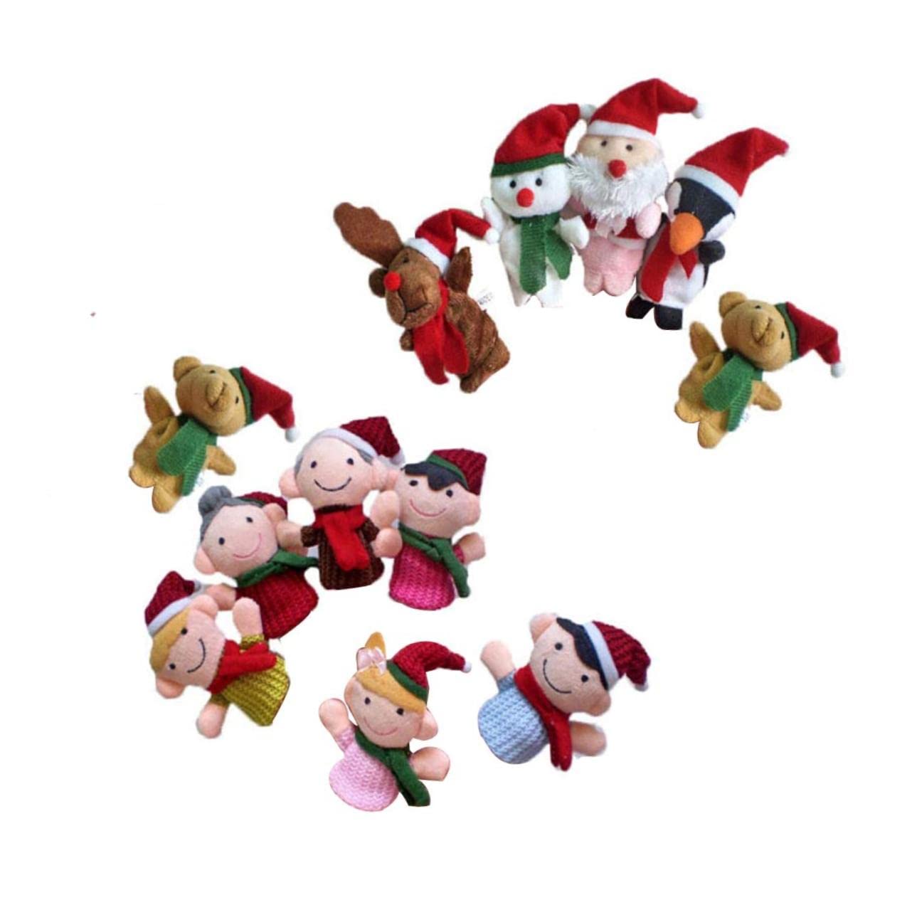 Toyvian 22 Pz giocattoli per bambini marionette natalizie da dito imbottitura per calze di Natale giocattolo burattini bambola da dito per bambini bambola da dito di natale Cartone animato