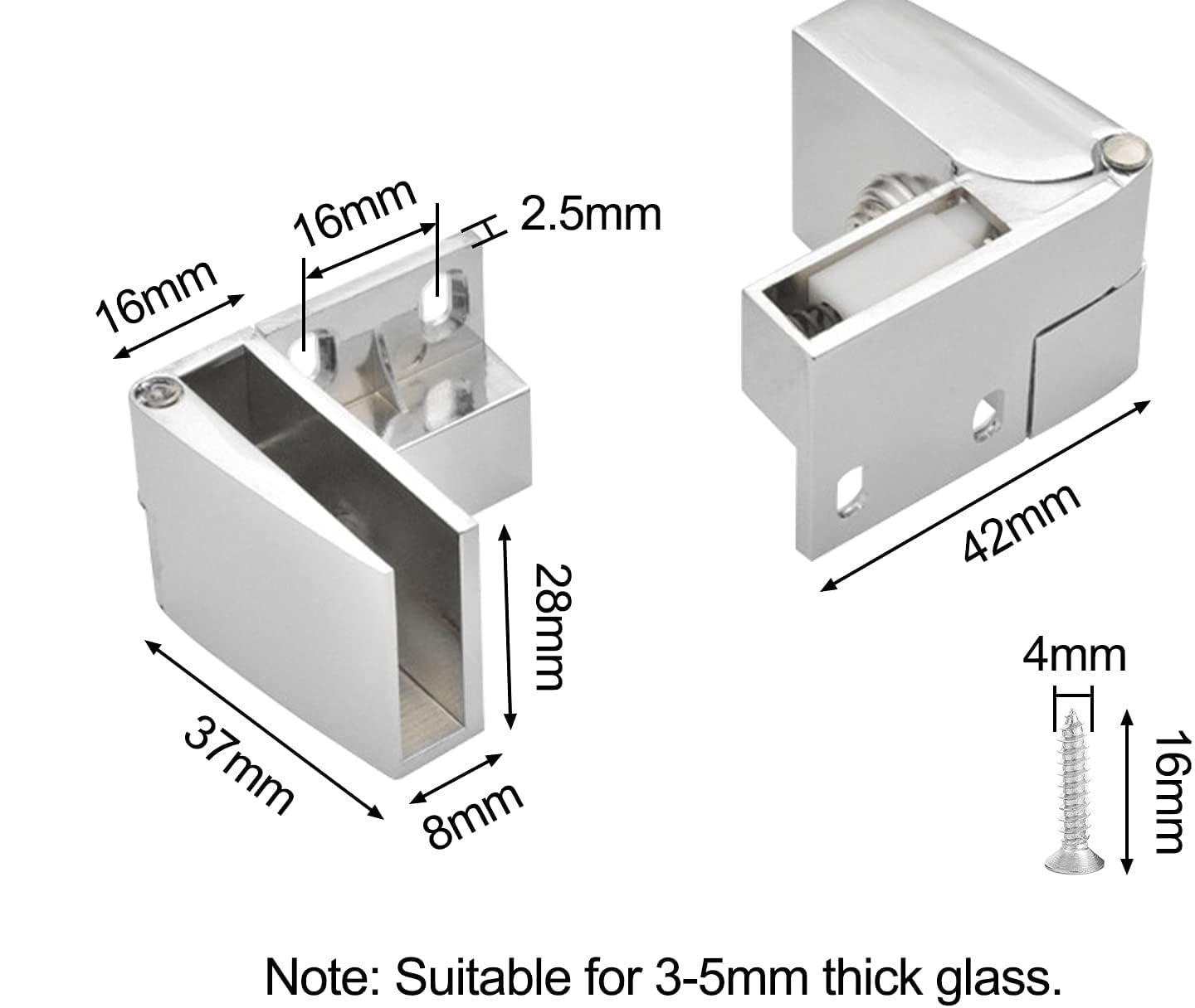 bisagra para puertas de cristal, Abrazadera de vidrio acero inoxidable 304(Bright Surface)