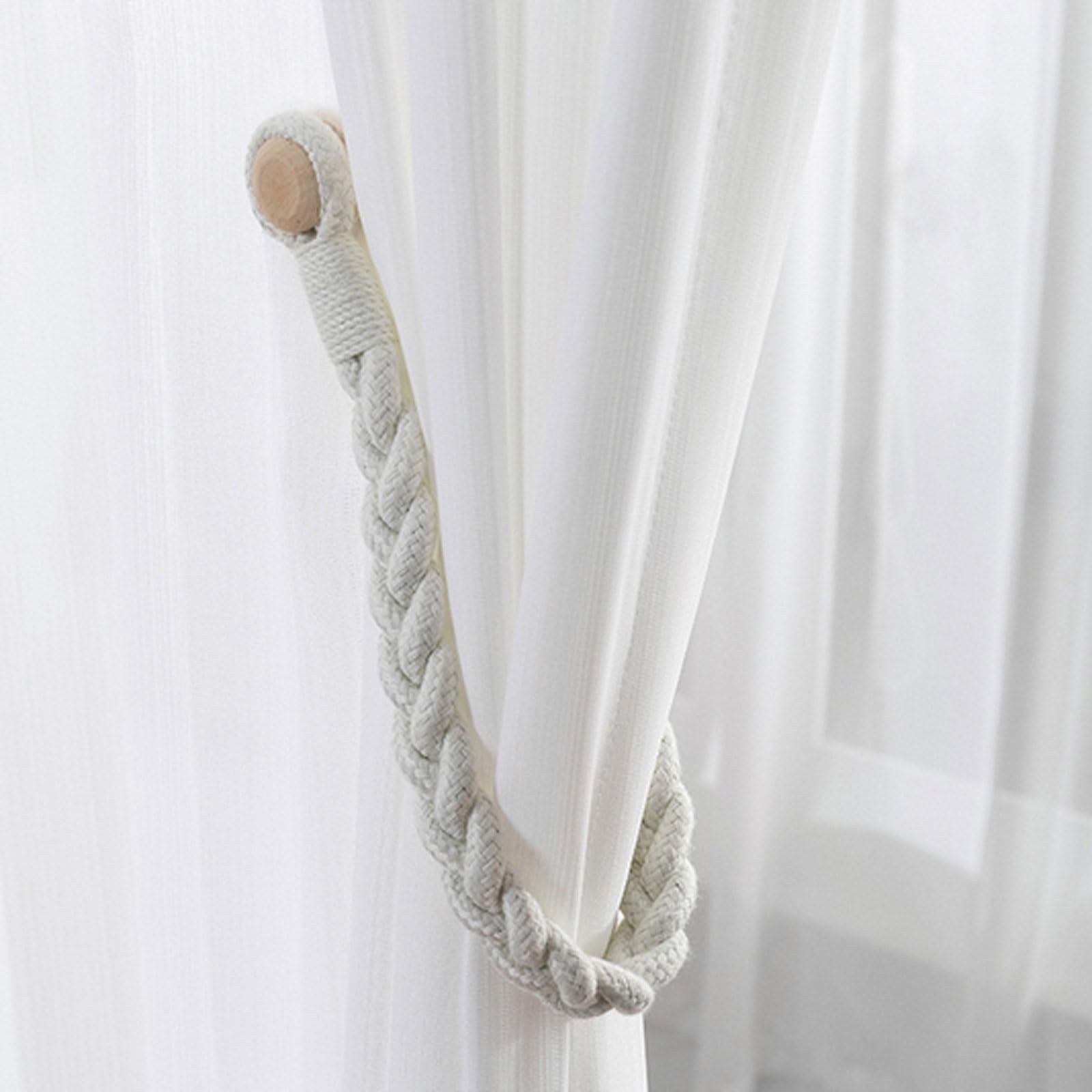 Ferma Tende con Calamita,Fascette Magnetici per Tende,Fermatenda Magnetici per Tende,Design di Corda Intrecciata Durevole,Obusto E Durevole,No Perforazione,per Tende da Interni Ed Esterni