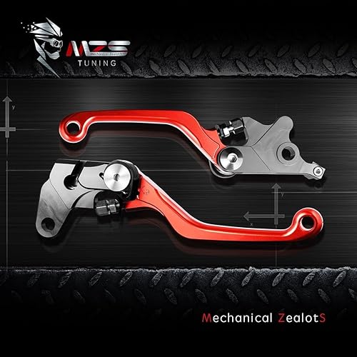 Vista 6 de MZS Palancas de embrague de freno rojas para motocross, pivote ajustable CNC compatible con CR80R CR85R 1998-2007 / CR125R CR250R 1992-2003