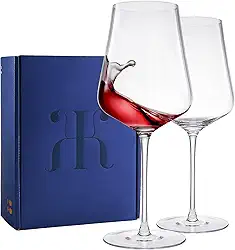 Copos de vinho de cristal fino moderno universal multiuso, taça de vinho mais leve do mundo (88 gramas) haste longa alta durável e resistente | 2 conjuntos de vidro | soprado à mão e sem chumbo,