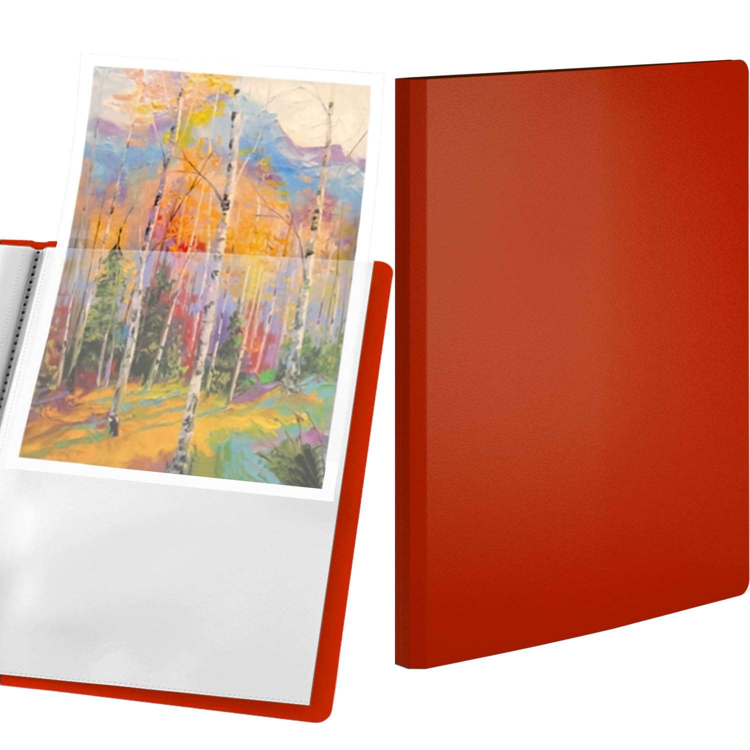 ACROPAQ Display Book A4-50 Pockets for up to 100 Sheets, Clear Fixed Pockets, Portrait Format, Smooth Non-Stick Pages, Durable PP Cover 0.5 mm, Red Color - Filing Folder, Presentation Folder
