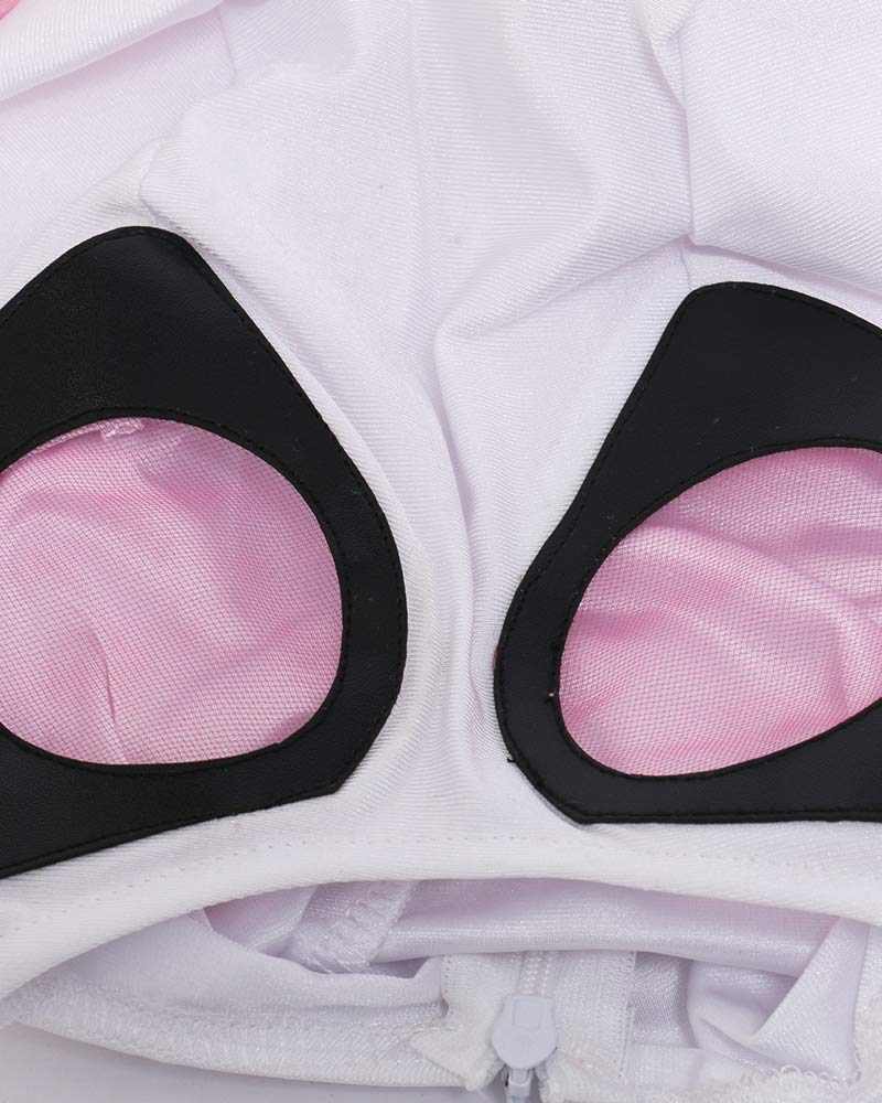 miccostumes Women's Superhero Cosplay Costume Pink White Bodysuit With Belt Set: X-Large