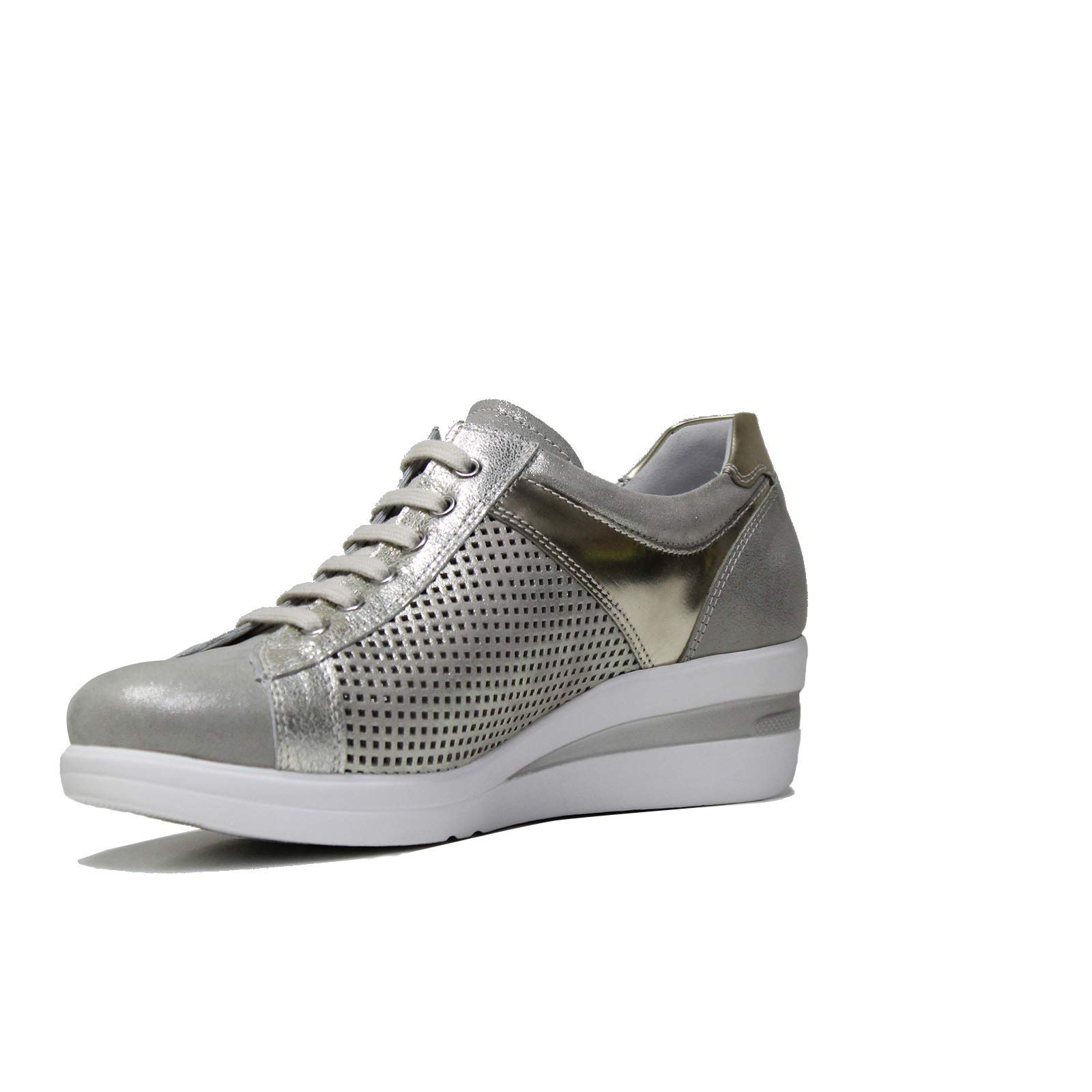Nero Giardini Sneaker Donna con Zeppa Bianca Colore Beige P907502D 505 Nuova Collezione Primavera Estate 2019