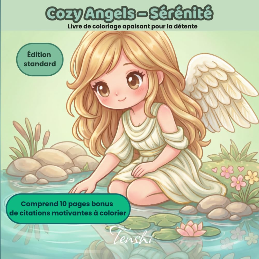 Cozy Angels – Sérénité: 50 illustrations d’anges apaisants pour la détente, la pleine conscience et la créativité (Cozy Angels Livres de Coloriage)