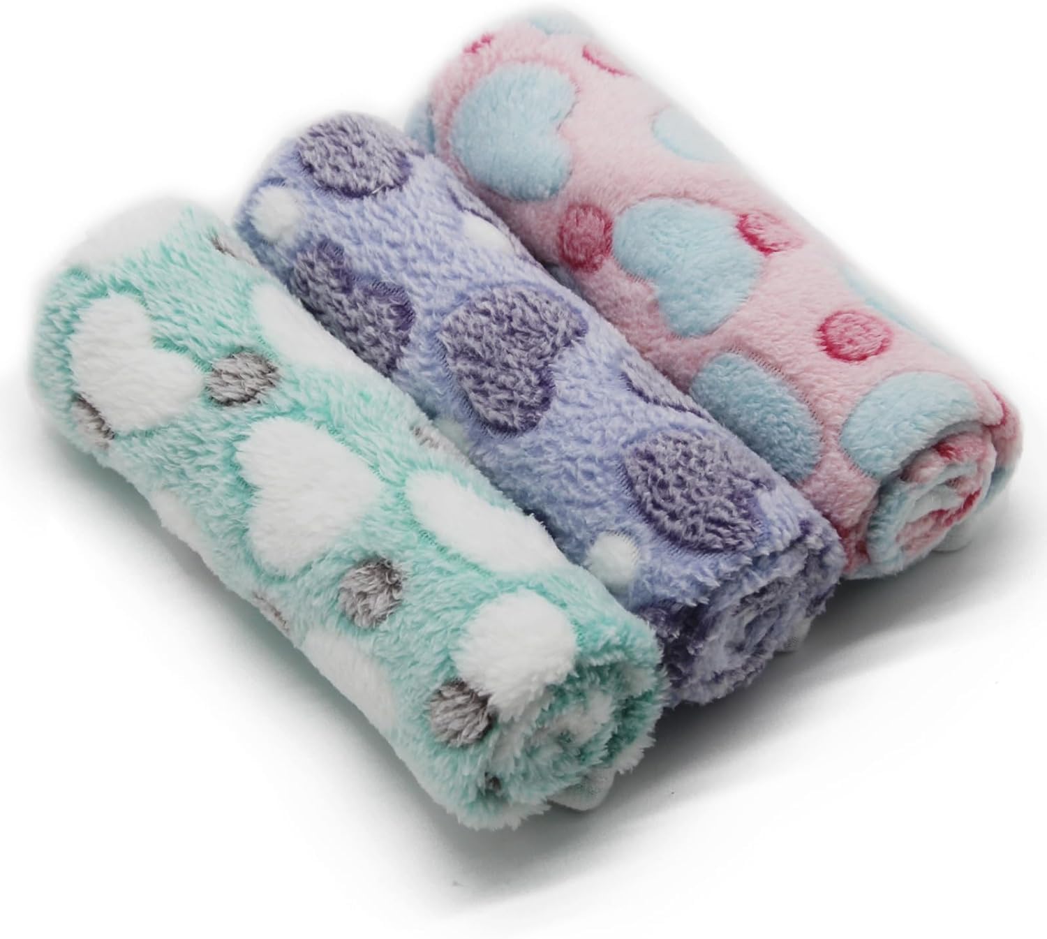 Pet Blankets Set, 3 Pcs Super Soft Fluffy Premium Fleece Dog Flannel Blanket, Pet Sleep Mat for Small Dogs Puppy Cat Kitten (Mix Love Series, Small)