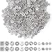 Paxcoo 600pcs 12 Style Silver Spacer Beads Jewelry Bead Charm Spacers for Jewelry Making Bracelets Necklace