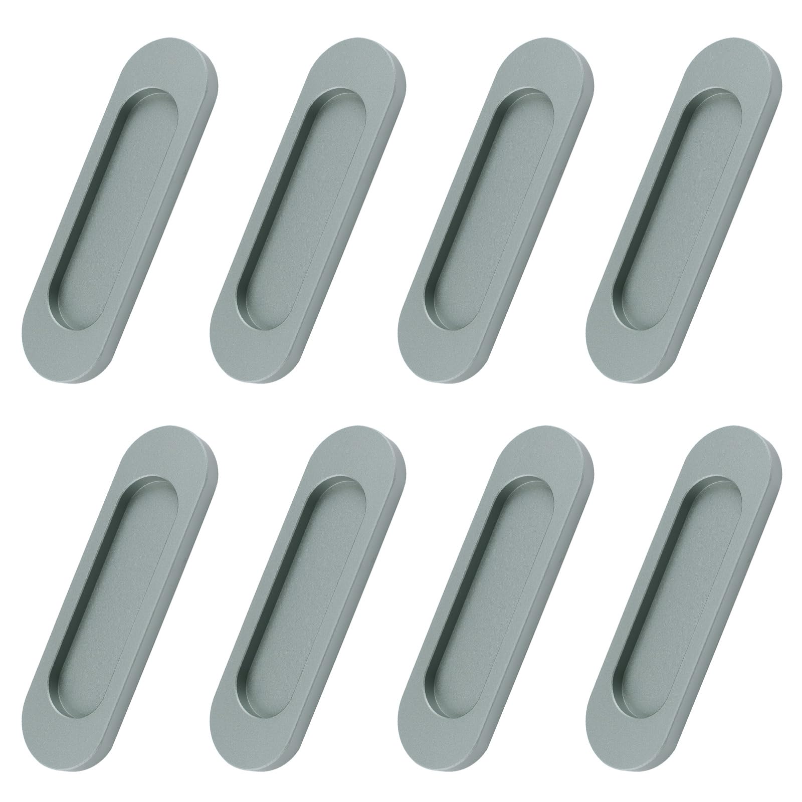 MOROBOR Self-Stick Oval Sliding Door Pulls, 8pcs Aluminum Alloy Flush Pull Punch-Free Handle Closet Door Handles for Sliding Barn Door Windows Cabinets (Matte Grey, 100mm) — image 1