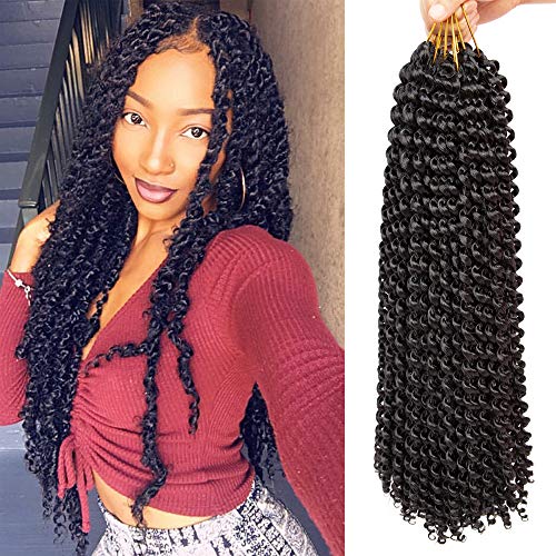 6 Packs Passion Twist Hair The Best for Crochet Braids 18Inch Water Wave Synthetic Braids Janet Passion Twist Crochet Hair Bohemian Braiding Hair Hair Extensions(1B)