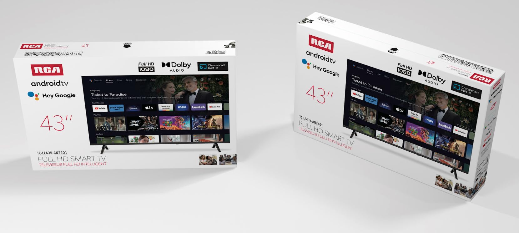 RCA 43-Inch FHD Smart Android TV, Frameless LED Display with HDR10, Wi-Fi and Bluetooth, Google Assistant Built-in, Compatible with Alexa