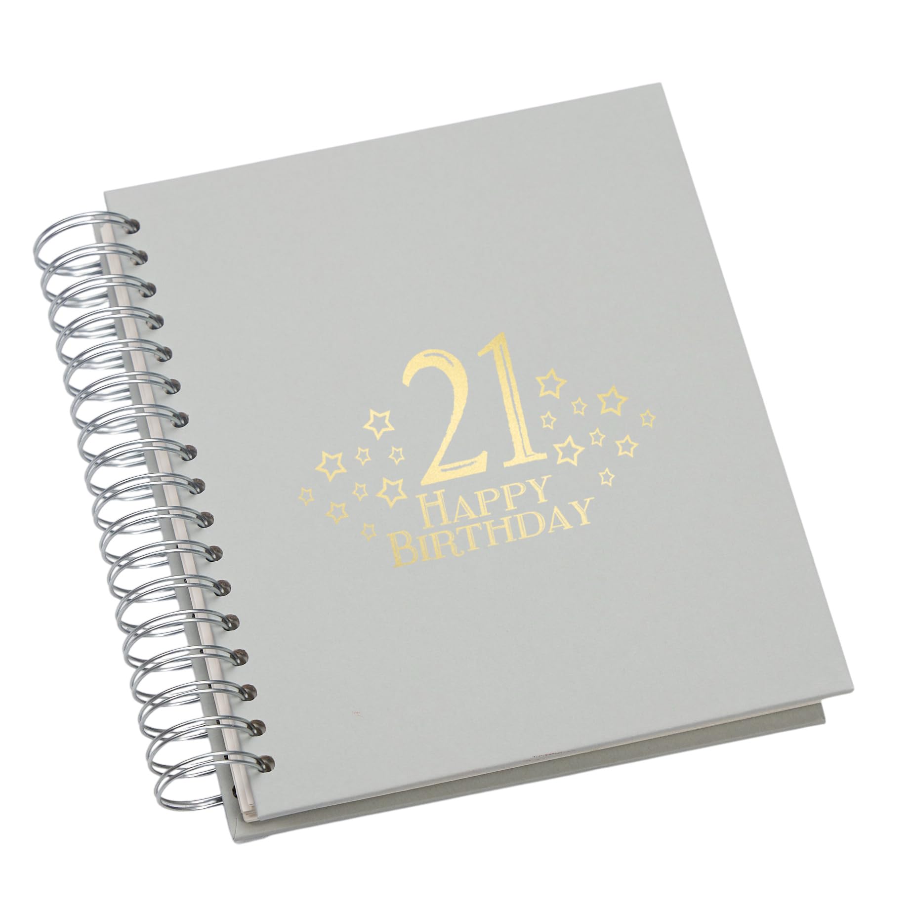 Large 21st Birthday Photo Album Memory Keepsake, Stars Design, Multiple Colour Options, Fits 6x4 or 5x7 Photos (Grey, 5 x 7 Inch)