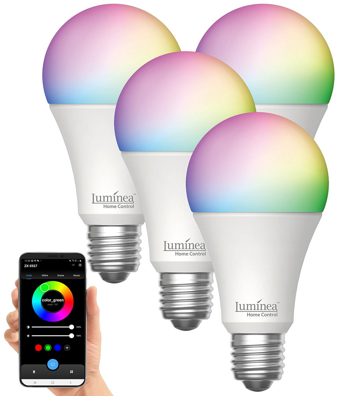 Luminea Home Control LED-Glühbirne kaltweiß: 4er-Set WLAN-LED-Lampen, E27, Matter-kompatibel, RGB, CCT, 806 Lumen (Glühbirne E27 warmweiß, Alexa Birne, Tageslichtlampe)
