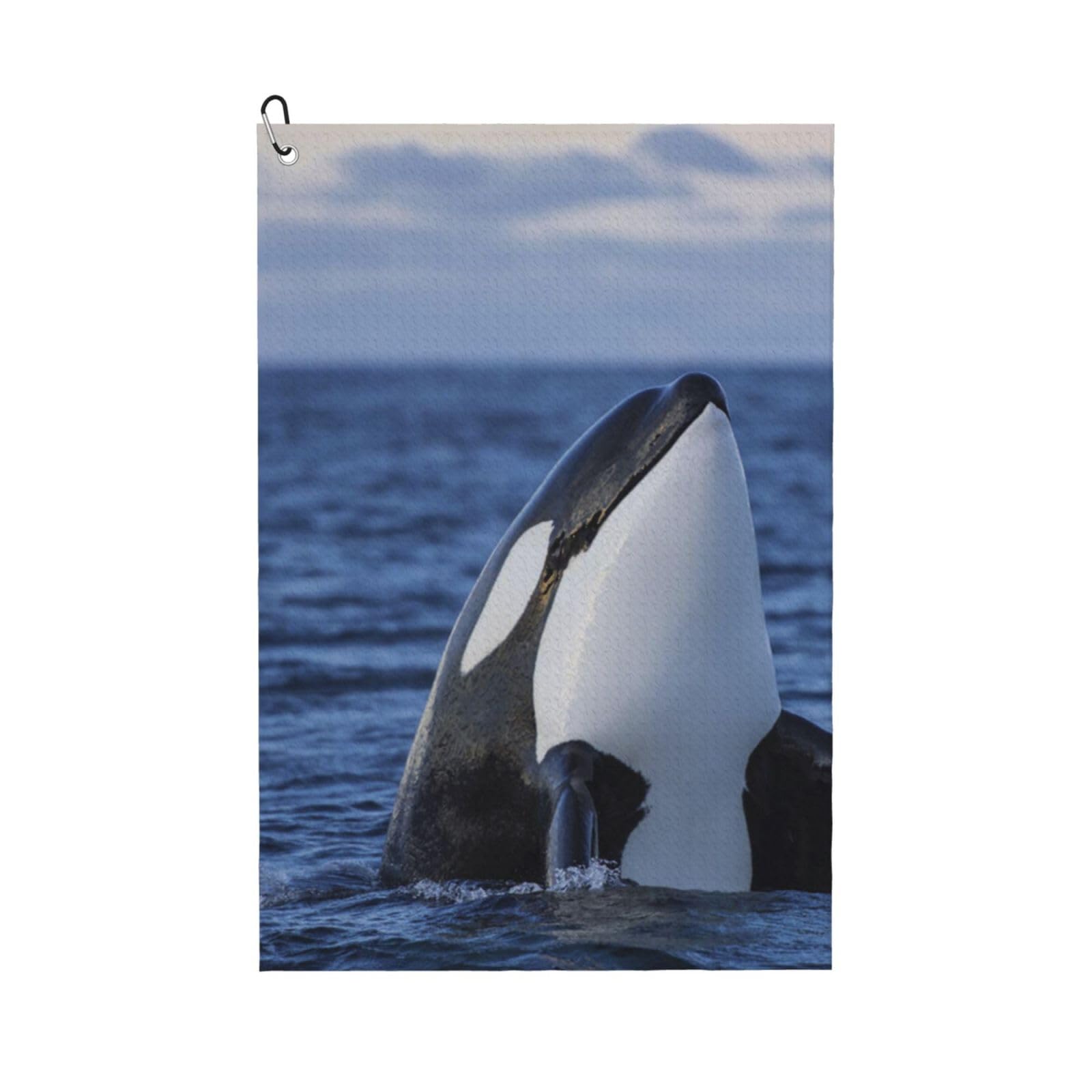 Hnnkloy Killer Whales Orca, 16x24 in Portable Waffle Golf Towels with Carabiner Clip for Golf Bag