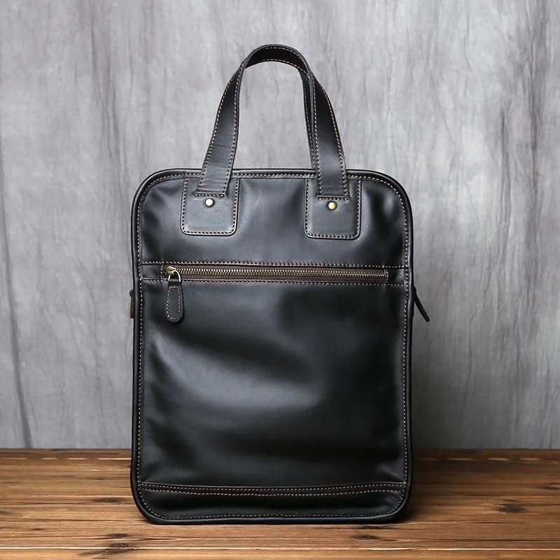 JSEIAJB Men's Leather Handbag Casual Messenger Bag Top Layer Leather Vertical Briefcase Shoulder Bag Suitable2