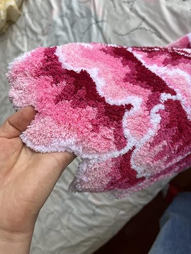 Miniatura 3 de Alfombra redonda con forma de flor de peonía rosa, suave, esponjosa, para dormitorio, cocina, baño, sala de estar, antideslizante, absorbente,