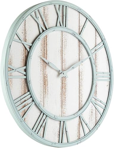 Miniatura 4 de Oldtown Farmhouse - Reloj de pared silencioso (de metal y madera maciza)