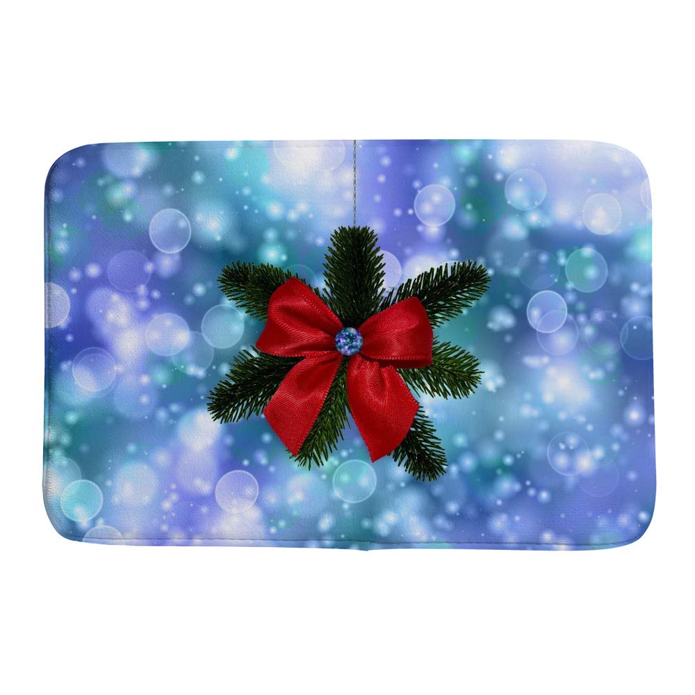 Tapis de bain antidérapant Noël Ruchen en velours corail doux 91×61cm